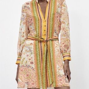 ZARA Floral Paisley Shirt Dress